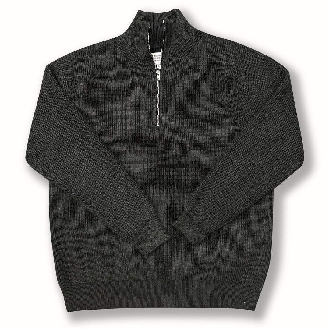 Unisex-Strickpullover mit Reißverschluss und Stehkragen