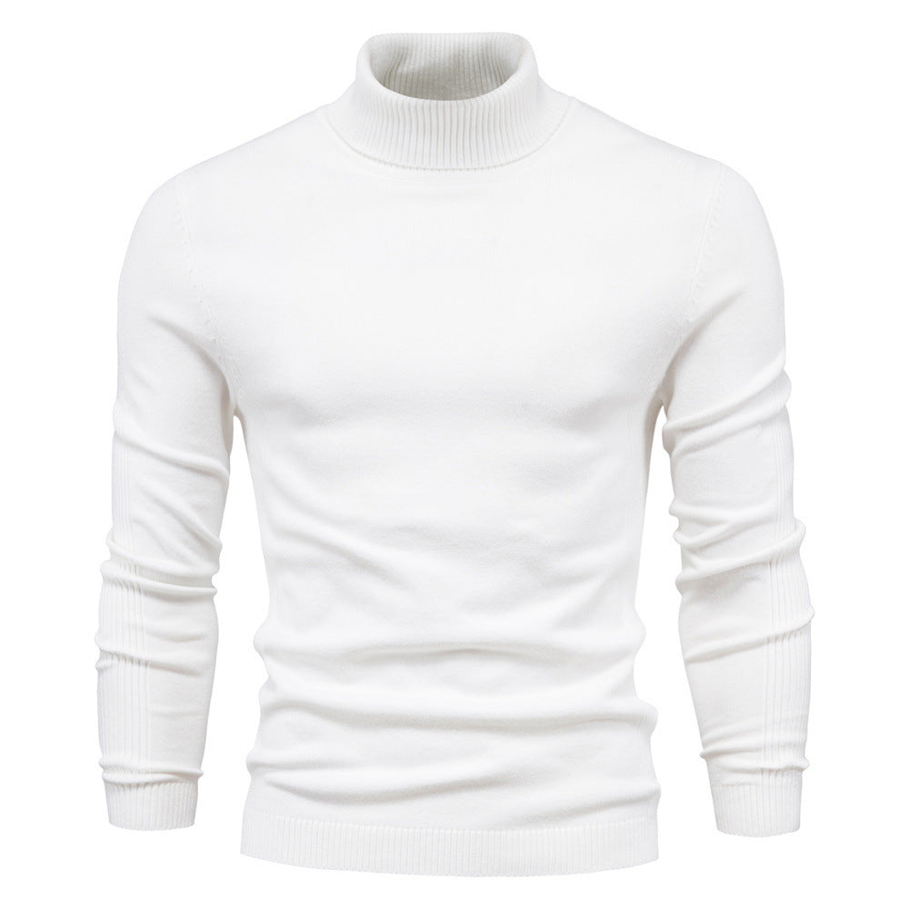Herren-Rollkragenpullover, einfarbig, lässig