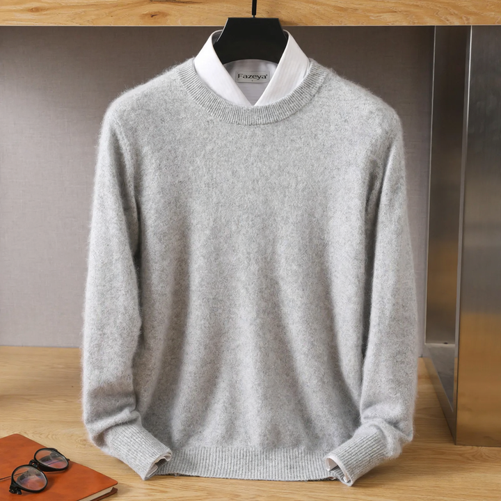 Herren-Wollpullover, Rundhalsausschnitt, lockere Passform
