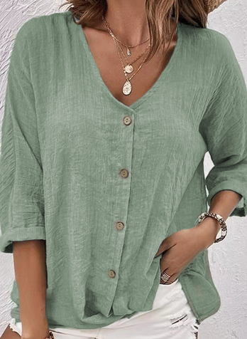 Drune | Entspannter Pullover mit V-Ausschnitt und Kurzen Ärmeln und Bluse