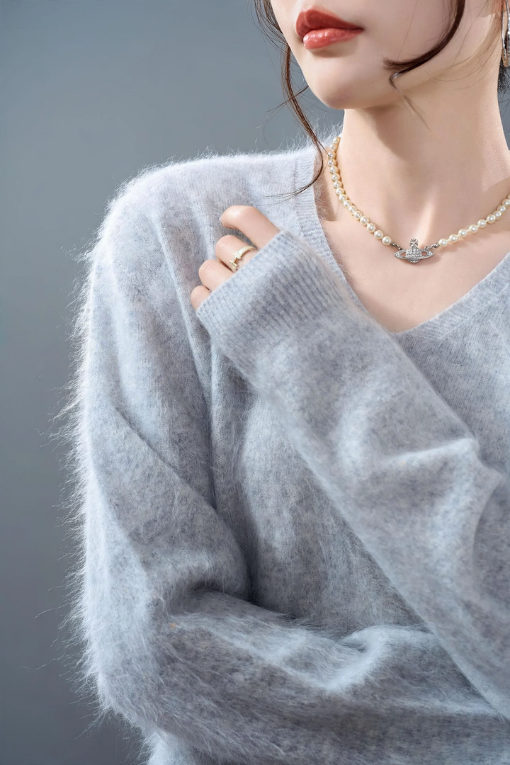 Damen-Kaschmirpullover, aufgeraut