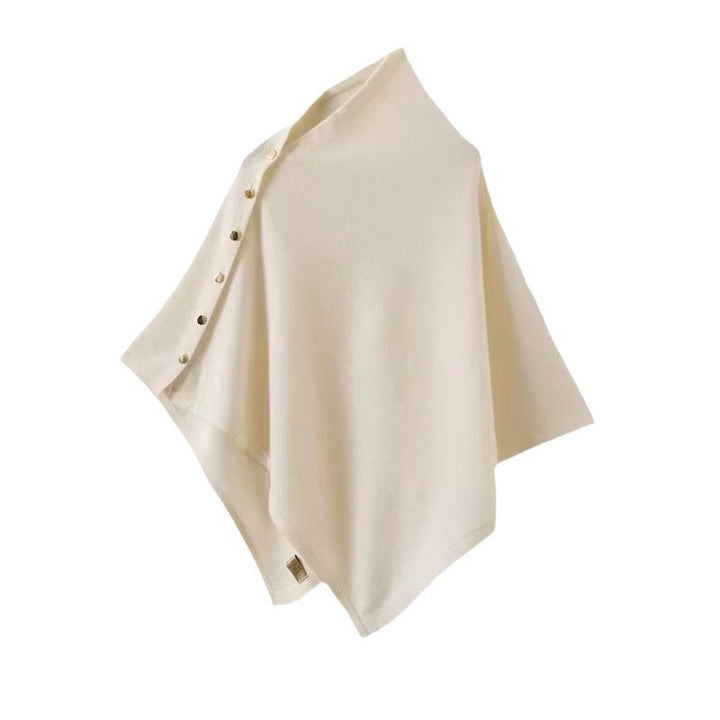 Merinowolle-Poncho mit Goldknopf