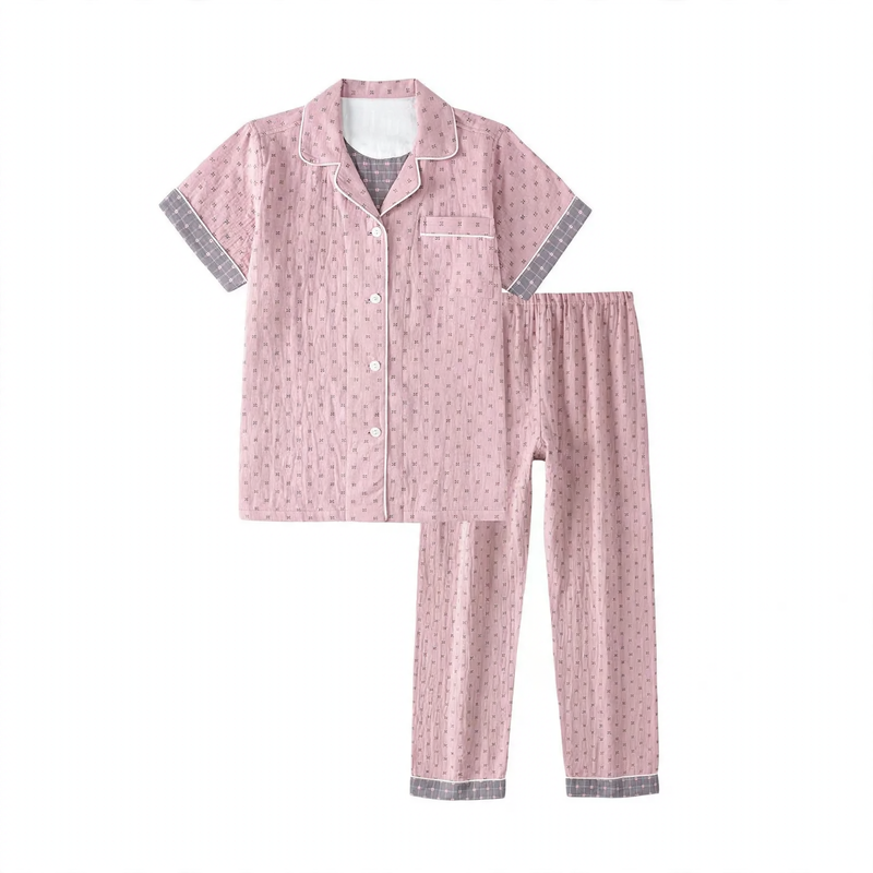 Baumwoll-Schlafanzug, Doppelgaze, Langarm, Unisex