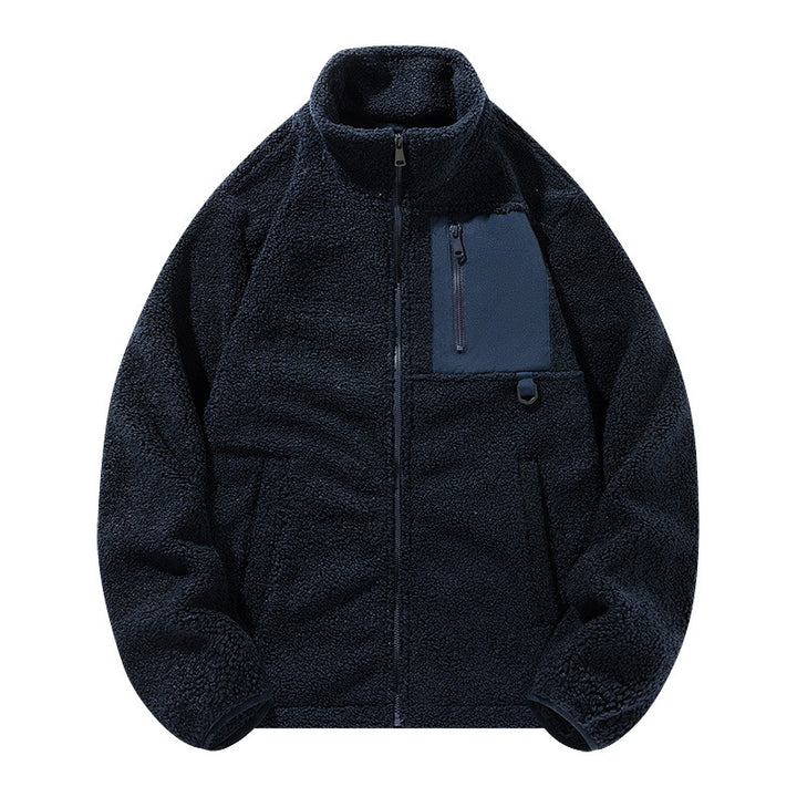 Unisex-Fleecejacke mit Stehkragen und Taschen
