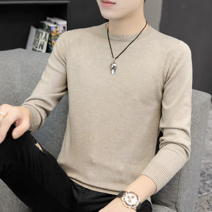 Herren-Strickpullover mit halbem Kragen, wärmeisolierend