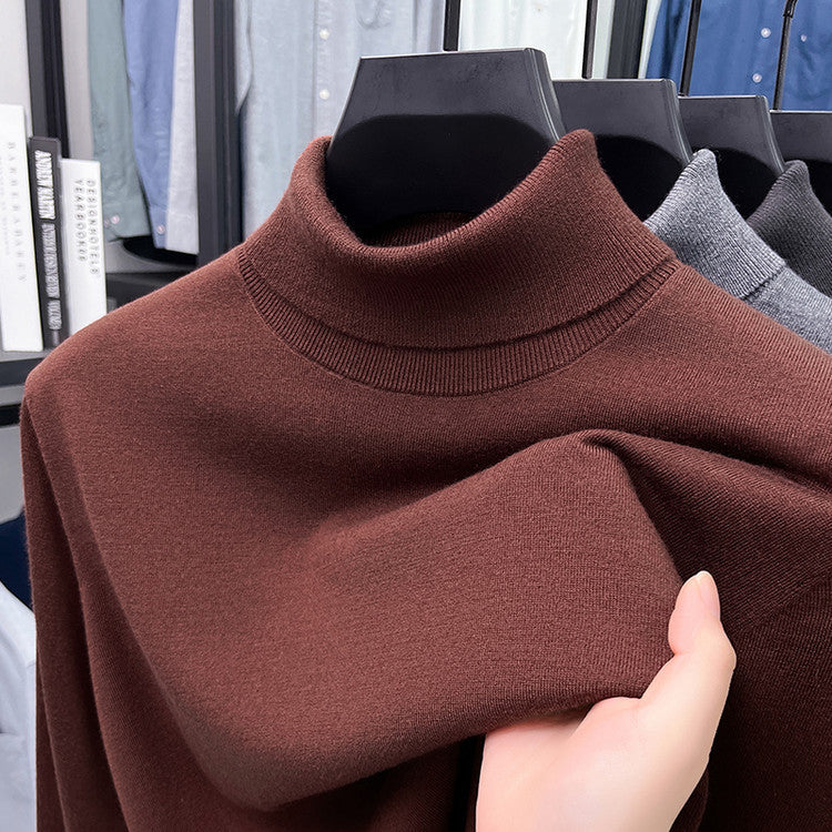 Herren-Pullover aus Seide und Schafwolle, Stehkragen
