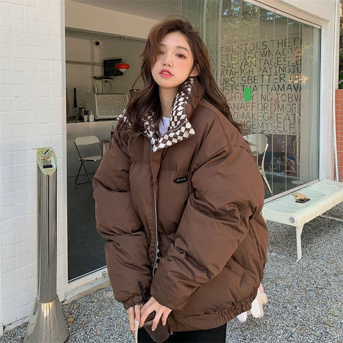 Kurze, wattierte Damenjacke im Oversized-Stil