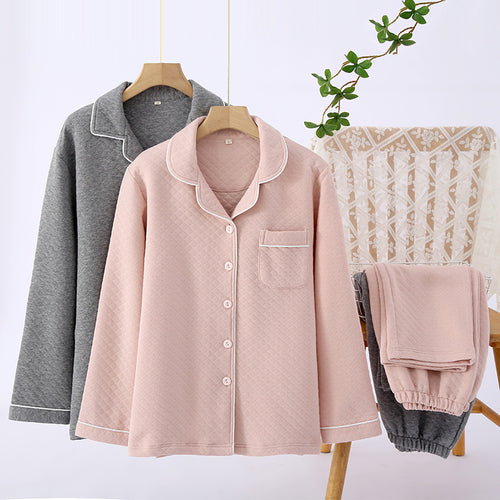Paar-Pyjama-Set, Baumwolle, dreilagig gesteppt, warm