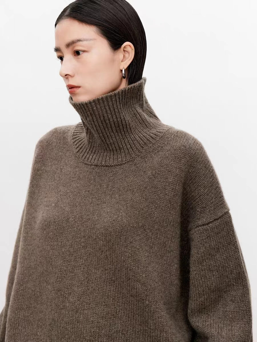 Damen-Rollkragenpullover, Oversize, für Herbst und Winter