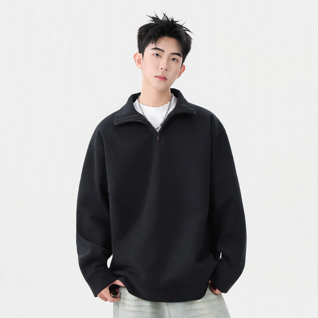 Herren-Sweatshirt mit Stehkragen und überschnittenen Schultern