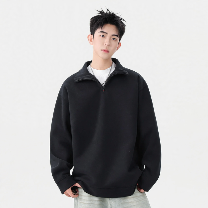 Herren-Sweatshirt mit Stehkragen und überschnittenen Schultern