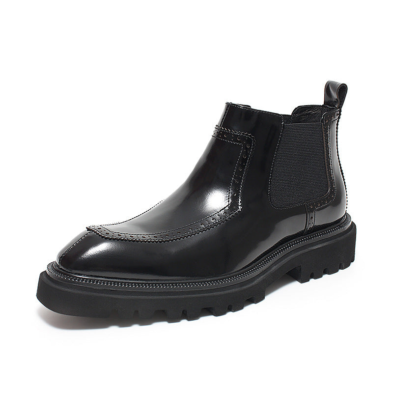 Herren-Chelsea-Stiefel aus Echtleder, Plateau, britischer Stil