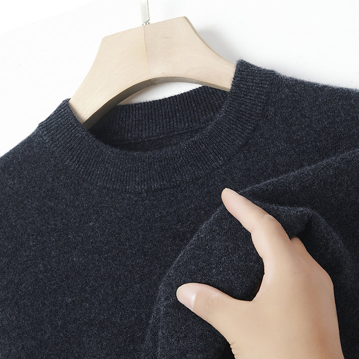 Herren-Kaschmirpullover, Rundhals, einfarbig