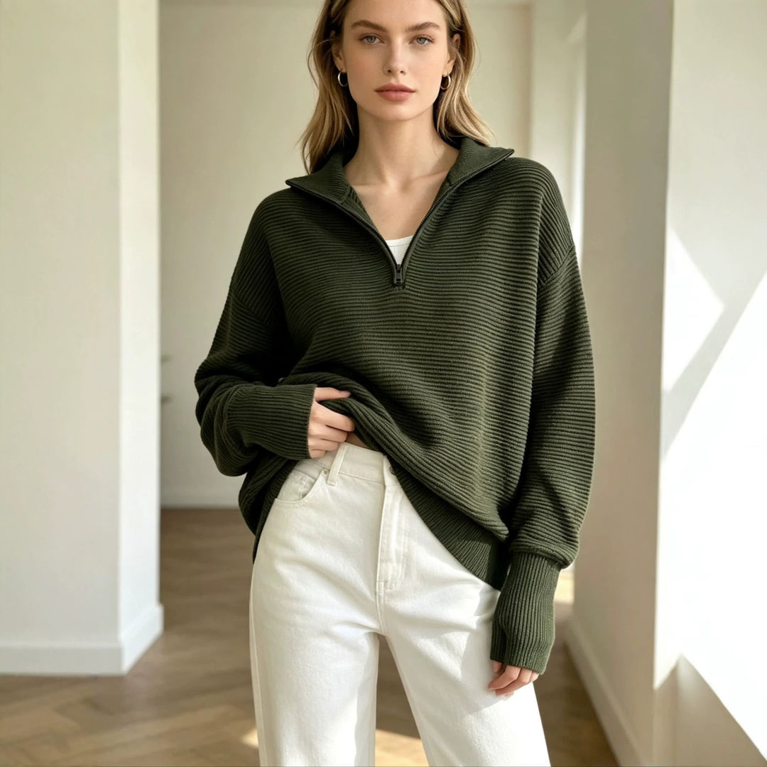 Damen-Strickpullover mit Reißverschluss