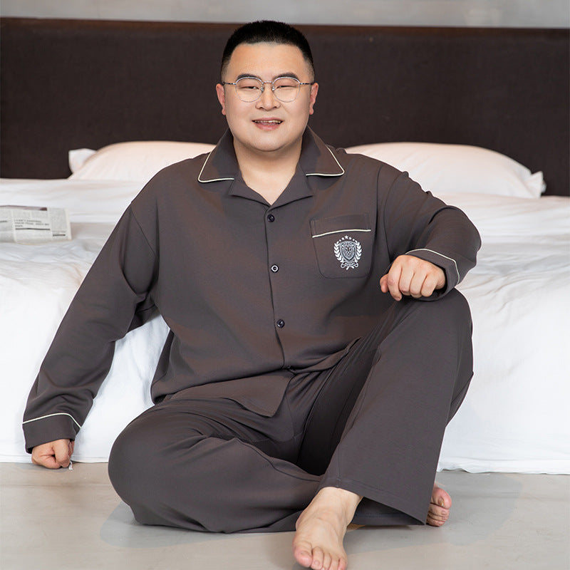 Herren-Pyjama-Set, Baumwolle, Langarm, Übergrößen