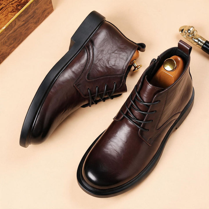Herren-Lederstiefel, gefüttert, rutschfest