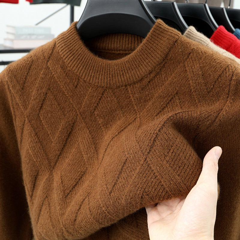 Herren-Wollpullover, Stehkragen, warm, große Größen