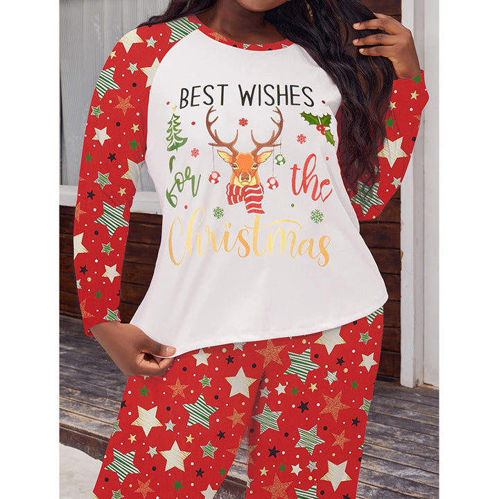 Damen-Pyjama-Set mit Langarm, Übergröße