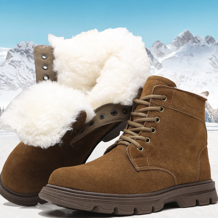 Herren-Winterstiefel, gefüttert, Lammfell, rutschfeste Sohle