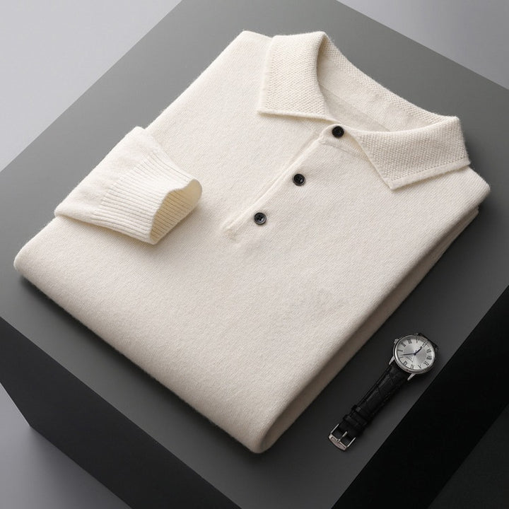 Herren Pullover, Polo-Kragen, Wolle-Kaschmir, Business