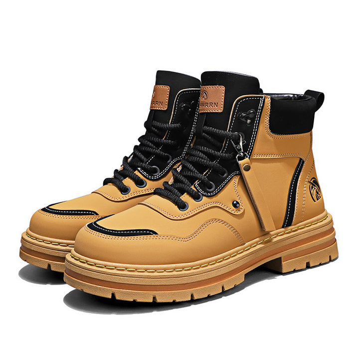 Herren-Stiefel, High-Top, Leder, Vintage-Stil, Winter