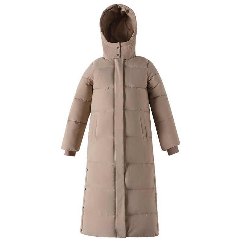 Lange Damen-Winterjacke mit Kapuze, gefüttert