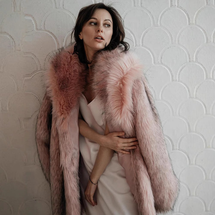 Flauschige Kunstfell-Strickjacke für Damen