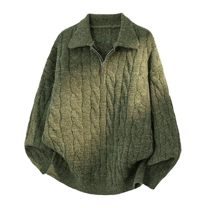 Herren-Strickpullover mit Reißverschluss und Zopfmuster