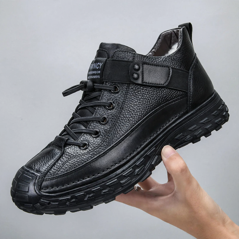 Herren-Winterstiefel aus Leder, gefüttert, wasserdicht