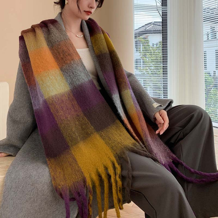 Karierter Schal in Mohair-Optik, wärmend