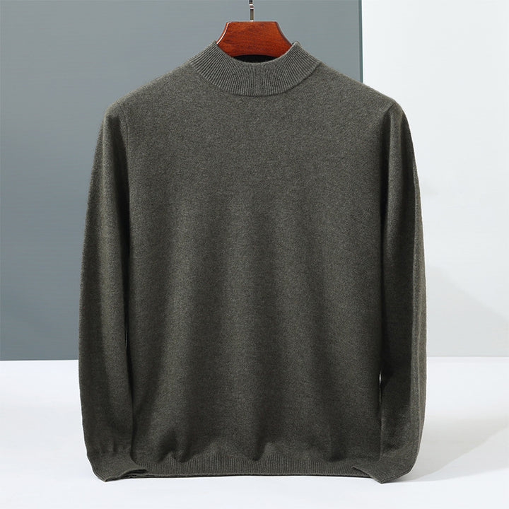 Herren-Kaschmirpullover, Stehkragen, einfarbig