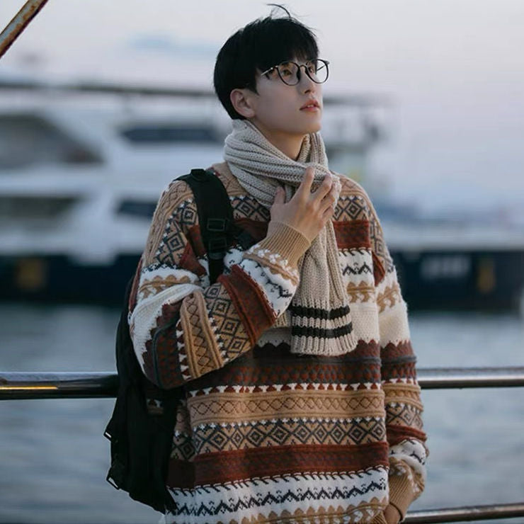 Herren-Strickpullover im Fair-Isle-Stil
