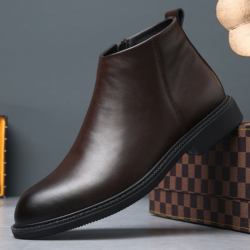 Herren-Chelsea-Stiefel, Echtleder, gefüttert, warm
