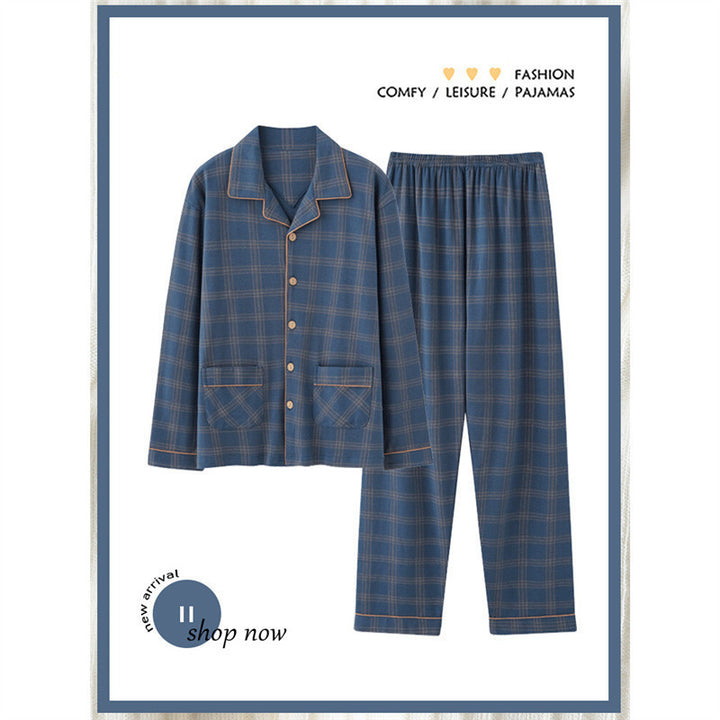 Herren-Pyjama-Set aus reiner Baumwolle, kariert