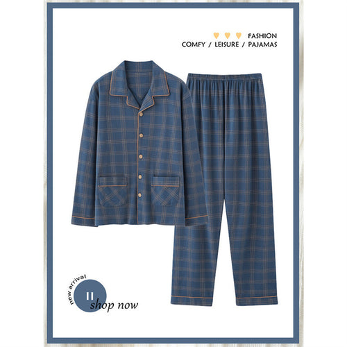 Herren-Pyjama-Set aus reiner Baumwolle, kariert
