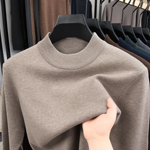 Herren-Wollpullover, Stehkragen, gefüttert