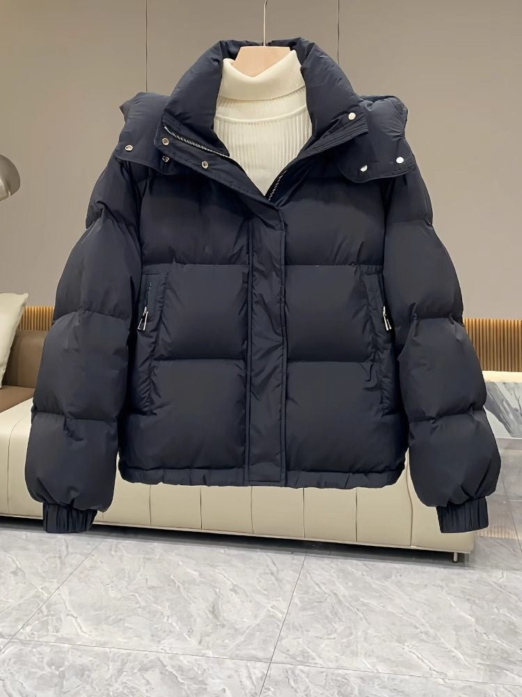 Damen-Steppjacke, kurz, mit Kapuze, große Größen