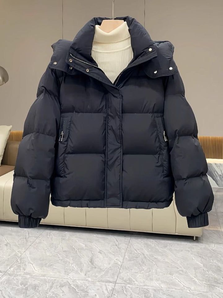 Damen-Steppjacke, kurz, mit Kapuze, große Größen