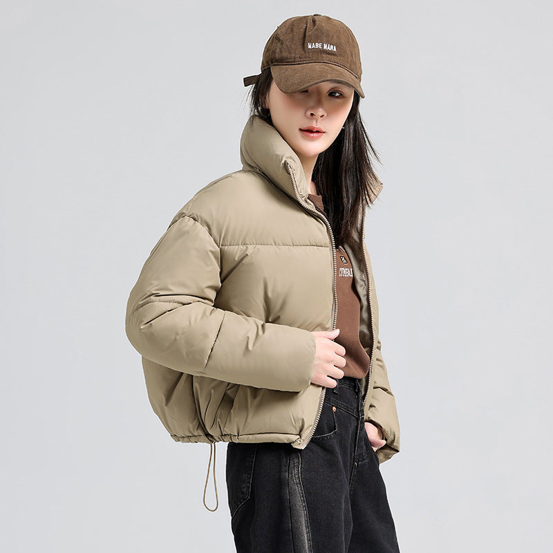 Kurze Damen-Steppjacke mit Stehkragen, gefüttert