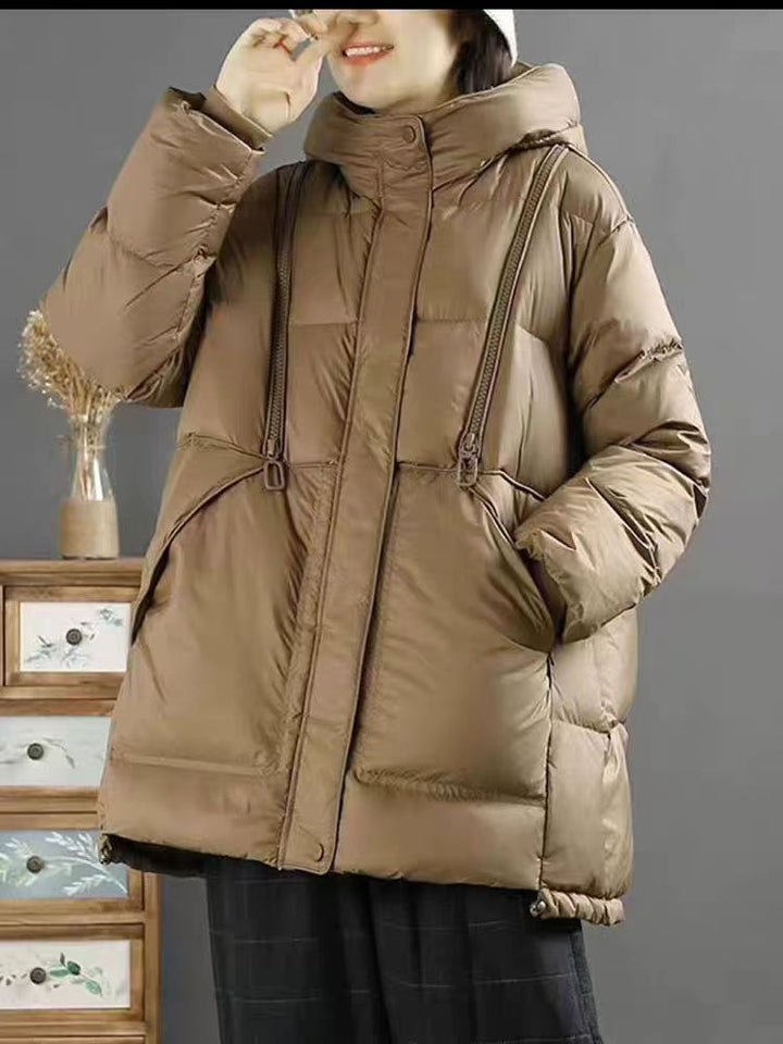 Moderne Daunenjacke mit Kapuze für Damen