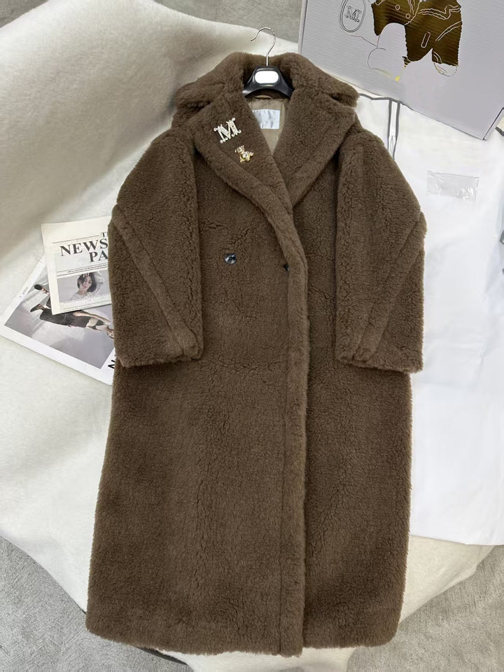 Lockerer Teddy-Mantel, lang, Winter, Damen