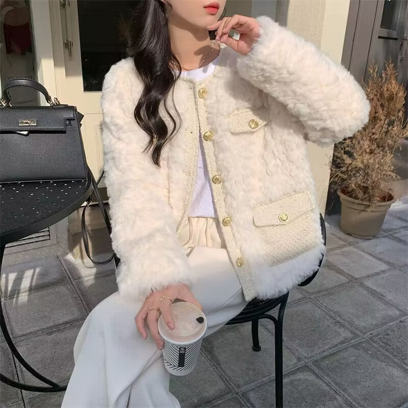 Gefütterte Teddyfleece-Jacke im klassischen Stil