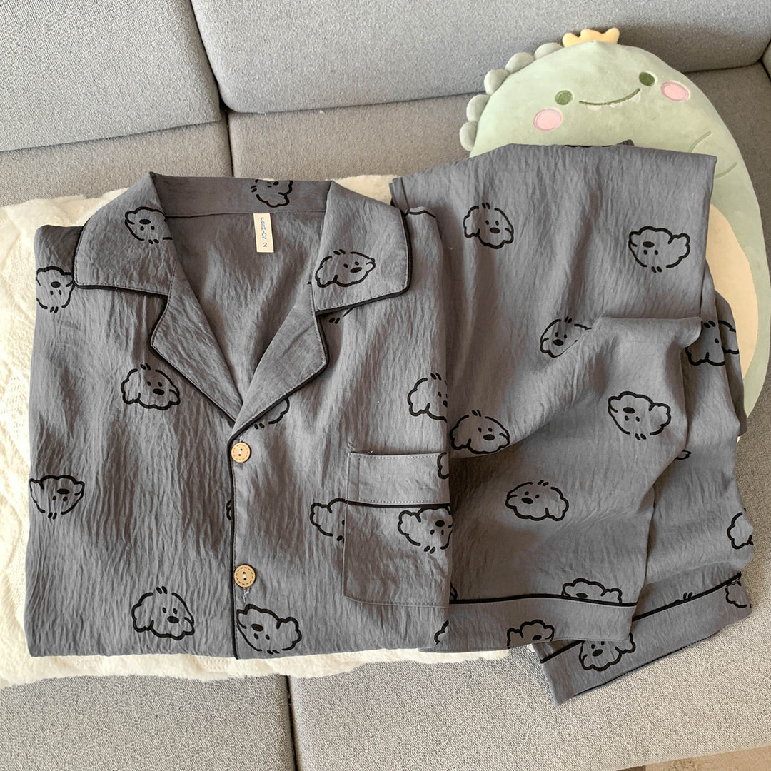 Herren-Pyjama-Set, Baumwoll-Musselin, Langarm, kariert