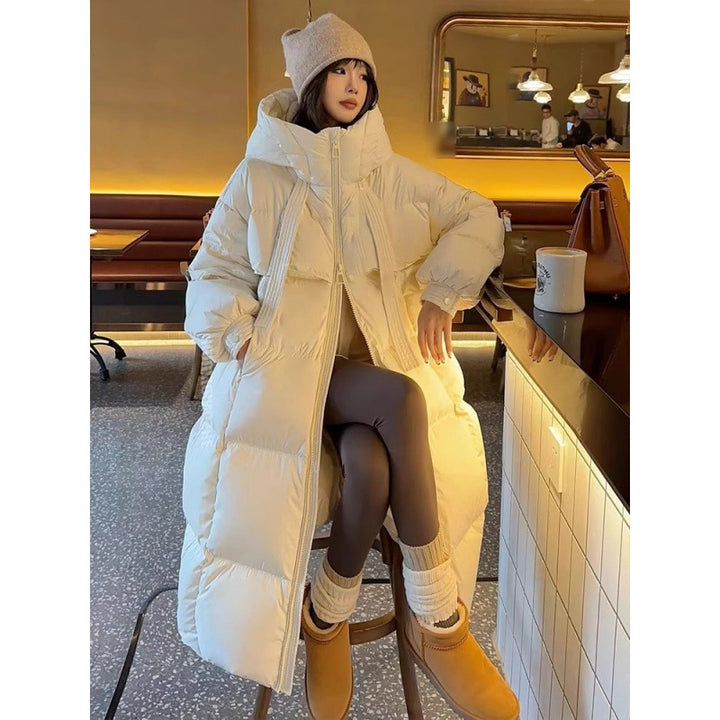 Lange Damen-Winterjacke im koreanischen Stil