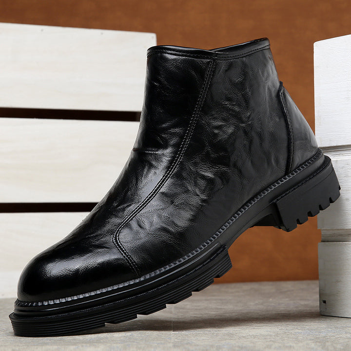 Herren-Lederstiefel mit Reißverschluss, gefüttert