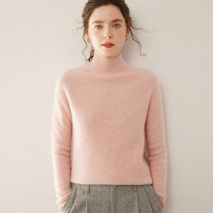 Damen-Kaschmirpullover, Stehkragen, weich und figurschmeichelnd