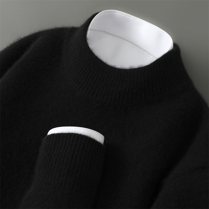 Herren-Wollpullover mit Stehkragen