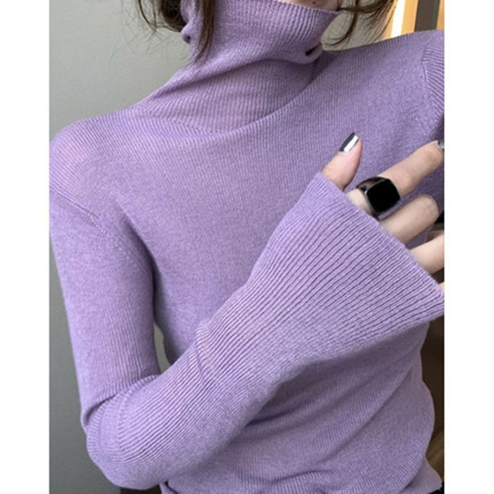 Damen-Strickpullover, figurbetont, mit Stehkragen