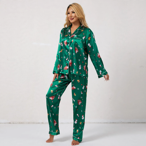 Damen-Hausanzug-Set mit weihnachtlichem Druck