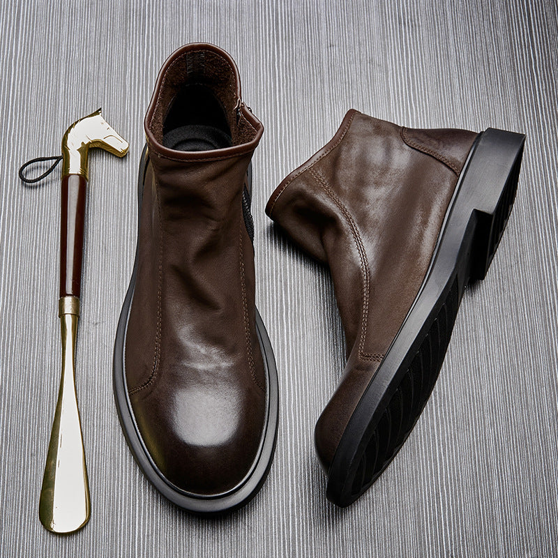 Herren Chelsea-Stiefel aus Rindsleder, flacher Absatz